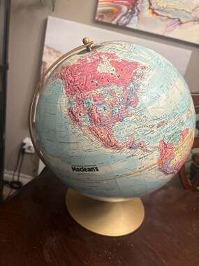 Vintage 12” Replogle Globes Inc. Tabletop World Globe by Maclean's - Canada